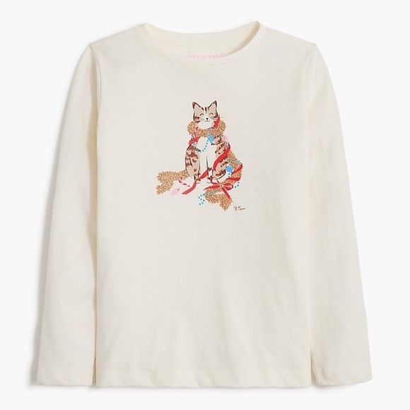 J Crew Factory Holiday party cat graphic tee size Small - Picture 1 of 7